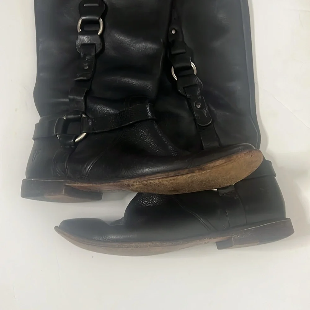 FRYE PAIGE LOOP HARNESS LEATHER BIKER WESTERN RIDING‎ BOOTS SUZE 9B 77540